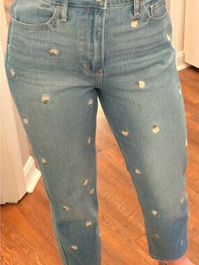 Hollister Light Blue Ankle Crop Flower Jeans